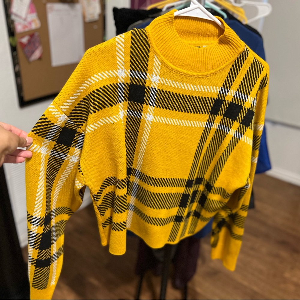 Yellow plaid sweater